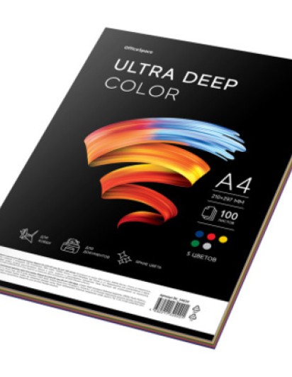 Бумага цветная OfficeSpace 'Ultra Deep Color'  А4, 80г/м2, 100л., 5 цветов