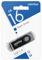 Флеш-диск 16 GB SMARTBUY Twist USB 2.0, черный