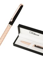 Ручка шариковая Delucci 'Terra', 1мм, корпус розовове золото/черный, с кристаллом, подар.упак.