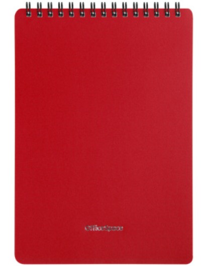 Бизнес-блокнот 60л. А5, OfficeSpace 'Base', на гребне, красная пластиковая обложка